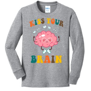 Kiss Your Brain Cute Funny Kids Long Sleeve Shirt