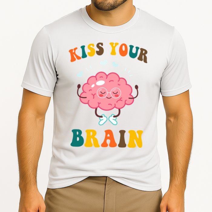 Kiss Your Brain Cute Funny Cooling Performance Crew T-Shirt