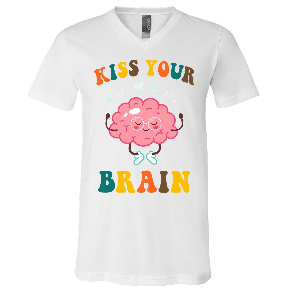 Kiss Your Brain Cute Funny V-Neck T-Shirt