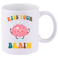 Kiss Your Brain Cute Funny 11oz C Handle Ceramic Mug