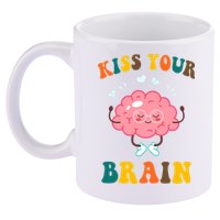 Kiss Your Brain Cute Funny 11oz C Handle Ceramic Mug
