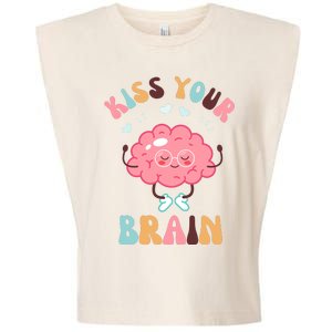 Kiss Your Brain Mental Health Brain Garment-Dyed Women's Muscle Tee