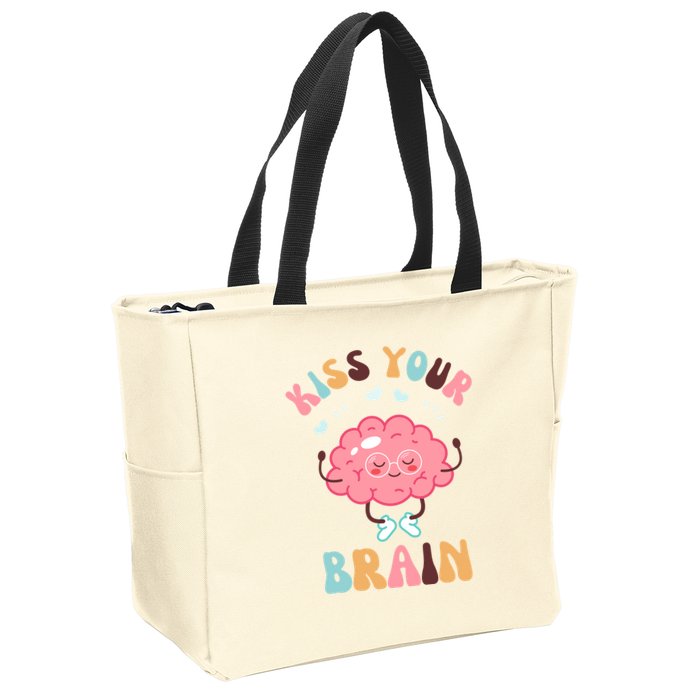 Kiss Your Brain Mental Health Brain Zip Tote Bag
