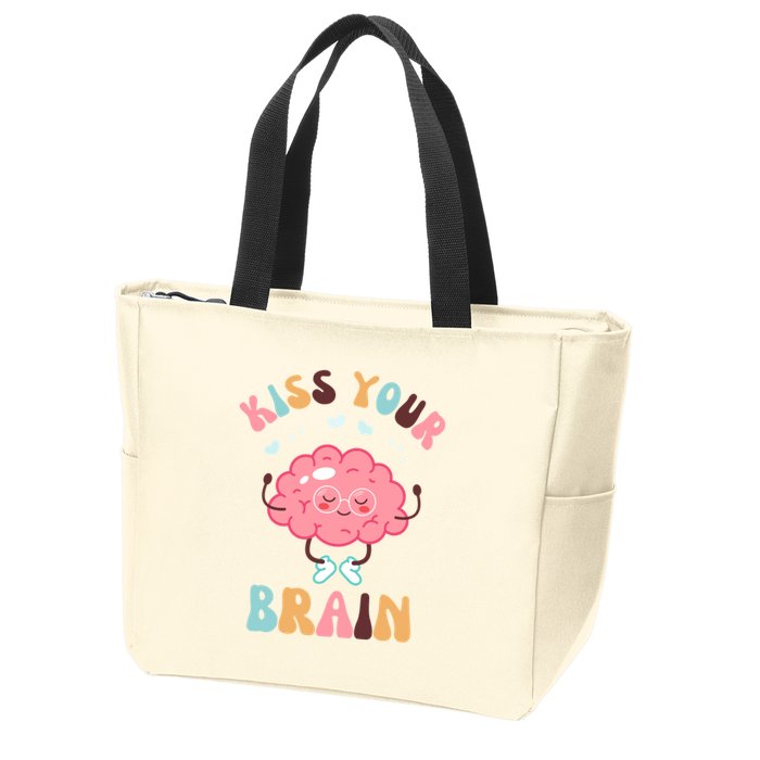 Kiss Your Brain Mental Health Brain Zip Tote Bag