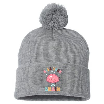 Kiss Your Brain Mental Health Brain Pom Pom 12in Knit Beanie