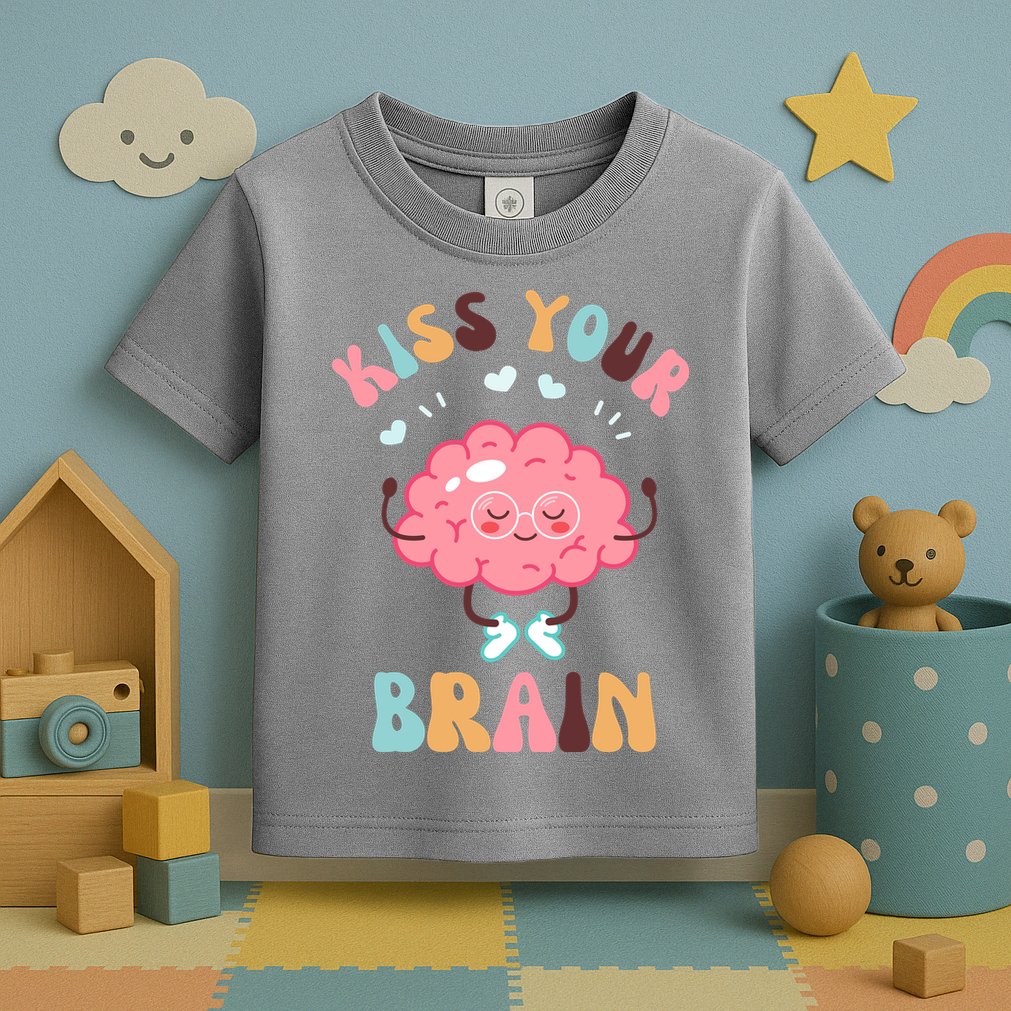 Kiss Your Brain Mental Health Brain Toddler T-Shirt