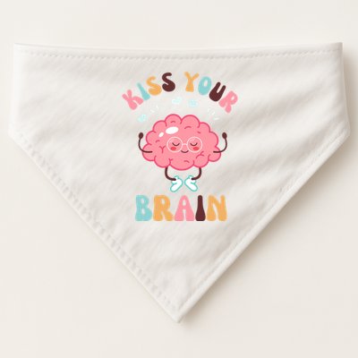 Kiss Your Brain Mental Health Brain USA-Made Doggie Bandana