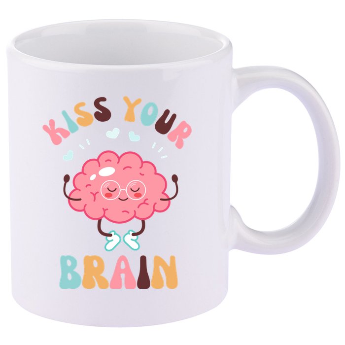 Kiss Your Brain Mental Health Brain 11oz C Handle Ceramic Mug