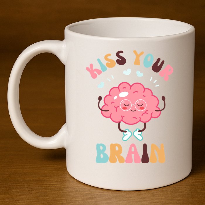 Kiss Your Brain Mental Health Brain 11oz C Handle Ceramic Mug