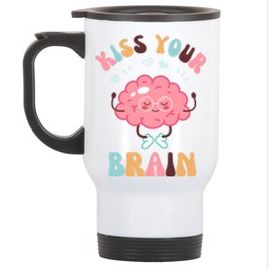 Kiss Your Brain Mental Health Brain Stainless Steel Travel Mug