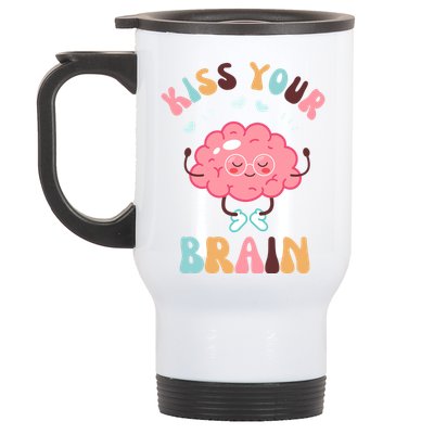 Kiss Your Brain Mental Health Brain Stainless Steel Travel Mug
