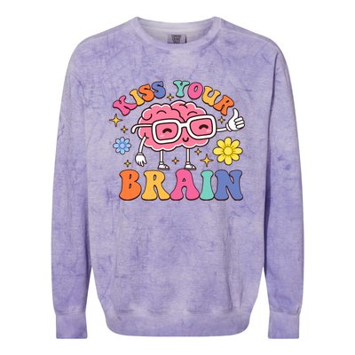 Kiss Your Brain Cute Teacher Appreciation Back To School Colorblast Crewneck Sweatshirt