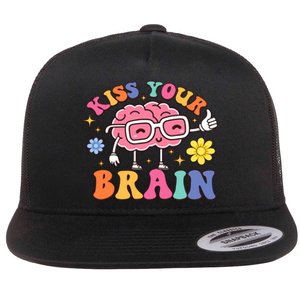 Kiss Your Brain Cute Teacher Appreciation Back To School Flat Bill Trucker Hat