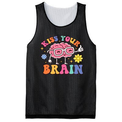 Kiss Your Brain Cute Teacher Appreciation Back To School Mesh Reversible Basketball Jersey Tank