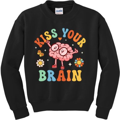 Kiss Your Brain Teacher For Back To School Kids Sweatshirt