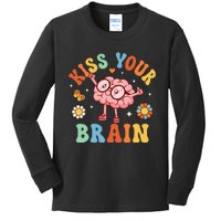 Kiss Your Brain Teacher For Back To School Kids Long Sleeve Shirt