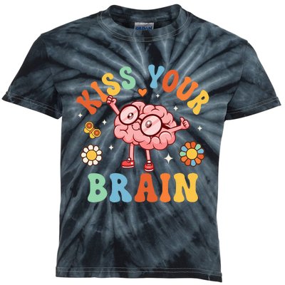 Kiss Your Brain Teacher For Back To School Kids Tie-Dye T-Shirt