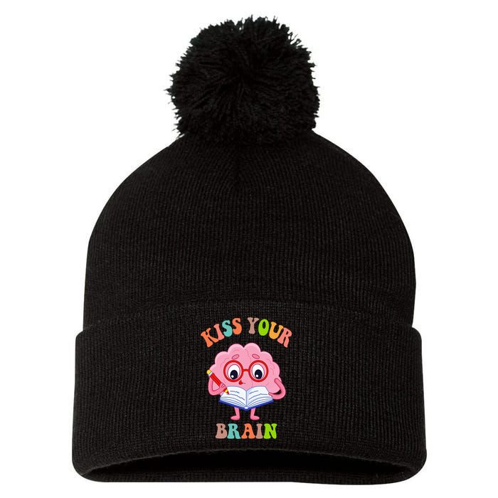 Kissing Your Brain Teaching Squad Pom Pom 12in Knit Beanie