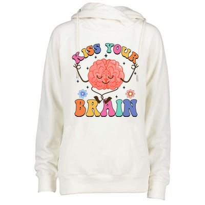 Kiss Your Brain Cute Teacher Appreciation Back To School Womens Funnel Neck Pullover Hood