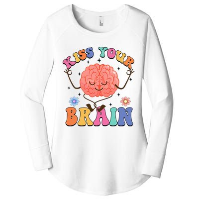 Kiss Your Brain Cute Teacher Appreciation Back To School Women's Perfect Tri Tunic Long Sleeve Shirt