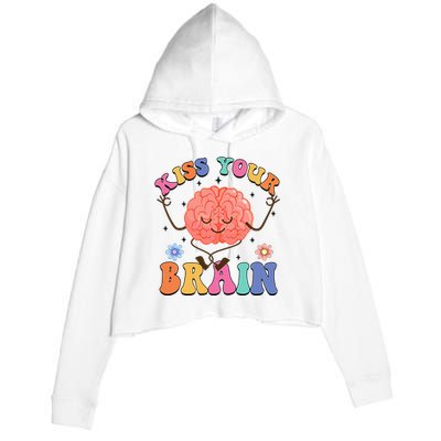 Kiss Your Brain Cute Teacher Appreciation Back To School Crop Fleece Hoodie