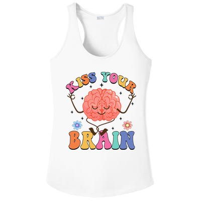 Kiss Your Brain Cute Teacher Appreciation Back To School Ladies PosiCharge Competitor Racerback Tank