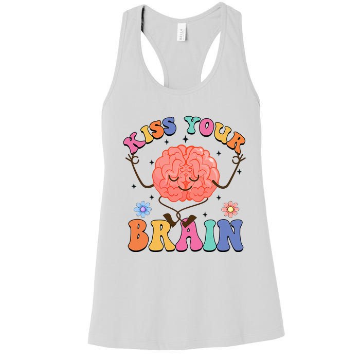 Kiss Your Brain Cute Teacher Appreciation Back To School Women's Racerback Tank