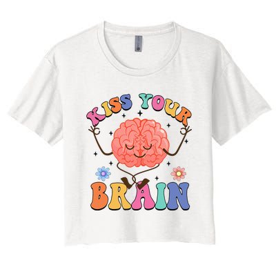 Kiss Your Brain Cute Teacher Appreciation Back To School Women's Crop Top Tee