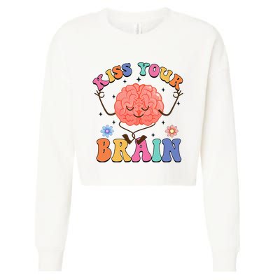 Kiss Your Brain Cute Teacher Appreciation Back To School Cropped Pullover Crew