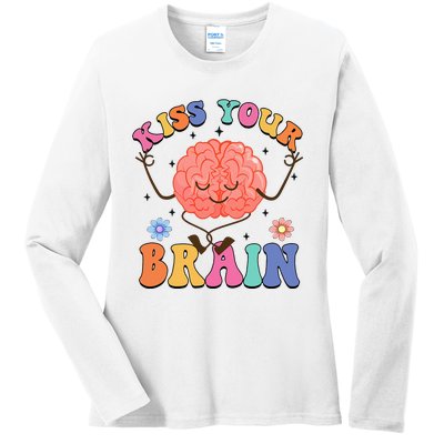 Kiss Your Brain Cute Teacher Appreciation Back To School Ladies Long Sleeve Shirt