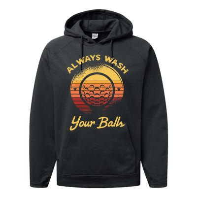 Keep Your Balls Clean Funny Golfer Sayings Performance Fleece Hoodie