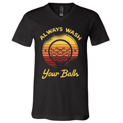 Keep Your Balls Clean Funny Golfer Sayings V-Neck T-Shirt