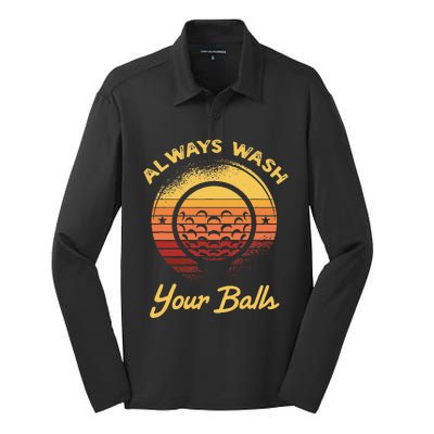 Keep Your Balls Clean Funny Golfer Sayings Silk Touch Performance Long Sleeve Polo