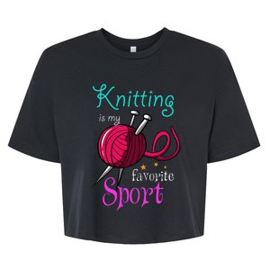 Knitting Yarn Craft Hand Knit Handcraft Knitters Knitting Bella+Canvas Jersey Crop Tee