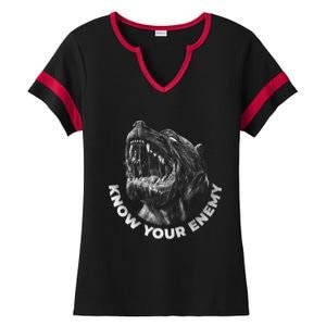 Know Your Enemy Realistic Pitbull Dog Ladies Halftime Notch Neck Tee