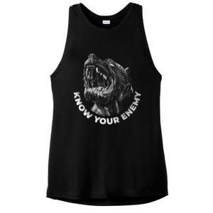 Know Your Enemy Realistic Pitbull Dog Ladies PosiCharge Tri-Blend Wicking Tank