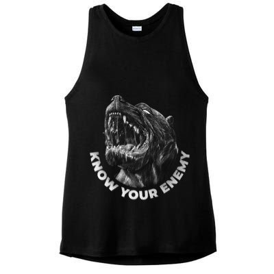 Know Your Enemy Realistic Pitbull Dog Ladies PosiCharge Tri-Blend Wicking Tank