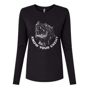 Know Your Enemy Realistic Pitbull Dog Womens Cotton Relaxed Long Sleeve T-Shirt