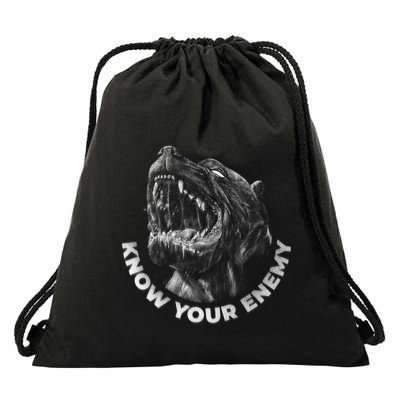 Know Your Enemy Realistic Pitbull Dog Drawstring Bag