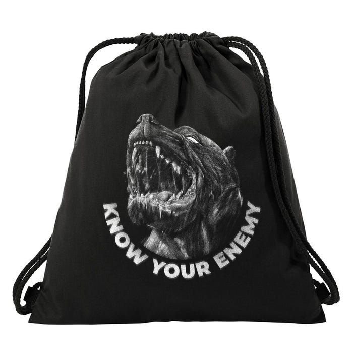 Know Your Enemy Realistic Pitbull Dog Drawstring Bag