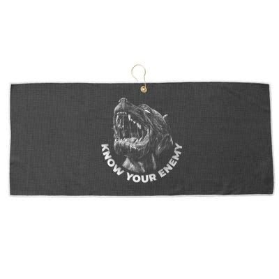 Know Your Enemy Realistic Pitbull Dog Large Microfiber Waffle Golf Towel