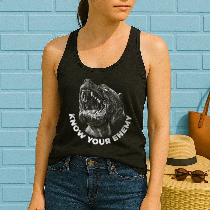 Know Your Enemy Realistic Pitbull Dog Womens Tank Top