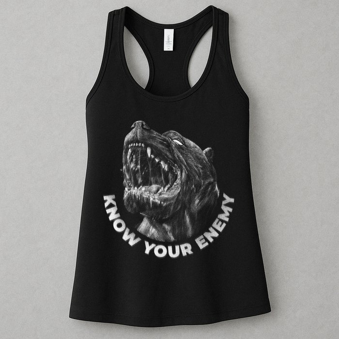 Know Your Enemy Realistic Pitbull Dog Womens Tank Top