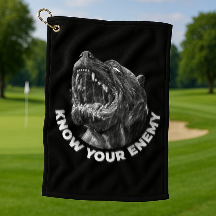 Know Your Enemy Realistic Pitbull Dog Golf Towel