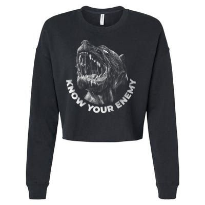 Know Your Enemy Realistic Pitbull Dog Cropped Pullover Crew