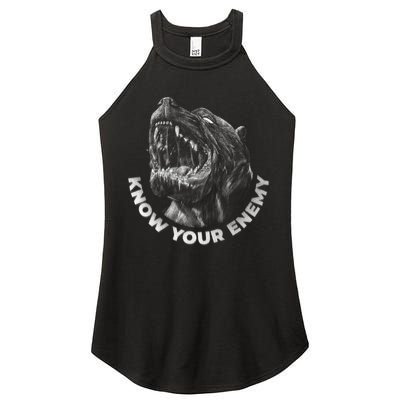 Know Your Enemy Realistic Pitbull Dog Women's Perfect Tri Rocker Tank