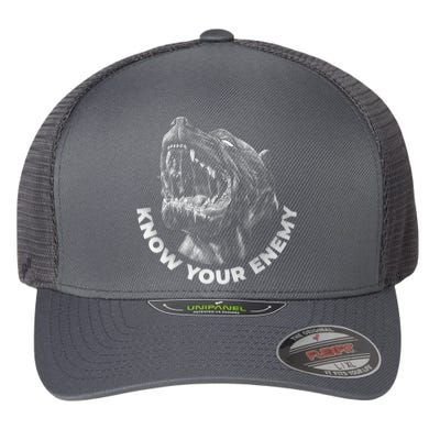 Know Your Enemy Realistic Pitbull Dog Flexfit Unipanel Trucker Cap