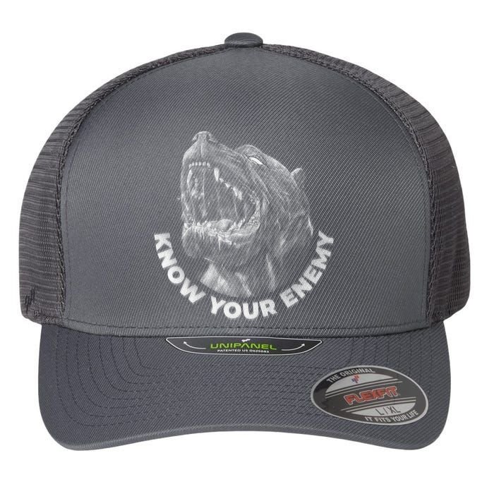 Know Your Enemy Realistic Pitbull Dog Flexfit Unipanel Trucker Cap