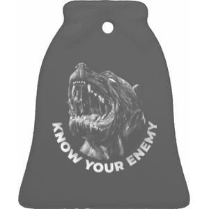 Know Your Enemy Realistic Pitbull Dog Ceramic Bell Ornament