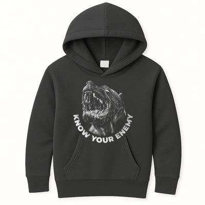 Know Your Enemy Realistic Pitbull Dog Kids Hoodie